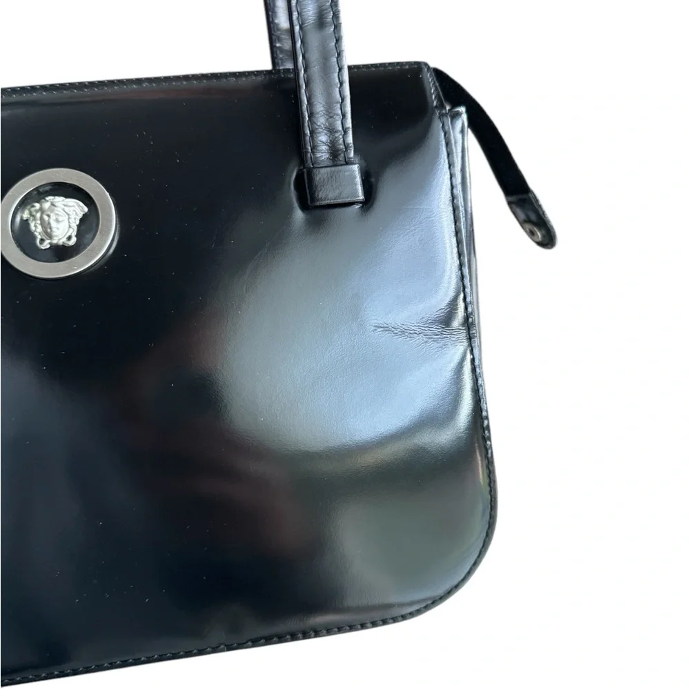 Versace Patent Leather Shoulder Bag with Silver Hardware - Picture 6 of 11